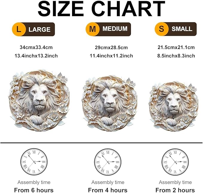 Wooden Puzzles Adults, 3D Paper Lion Wooden Puzzles 200 Pieces, Unique Animal Shaped Wood Challenging Jigsaw Puzzles Gifts for Adults, 11.4x11.2in