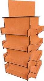 TORCHED DISPLAYS 4-Sided Rotating Display Stand - Craft Shows, Trade Shows, Markets - Small & Medium-Sized Items like Stickers, Postcards, Coasters, Note Pads, Napkins, Easy to Assemble (Orange)