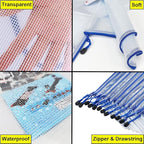 AUSTARK 10 Pcs Zipper File Bags, Waterproof Plastic Mesh Pouch for Office School, Board Game Storage Bags (A5 Size 9.2''x6.7'', White and Blue)