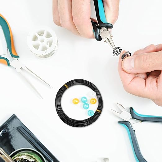 TecUnite Aluminum Craft Wire for Sculpting Armature Bendable Craft Wire for DIY Jewelry Making(Black, 10 M X 3 mm, 1 Roll)