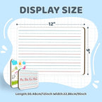 White Board Dry Erase Boards Classroom Pack Mini White Boards 9" x12” Double Sided Personal Whiteboards for Students Teachers School Supplies Lapboards (2Pack line whiteboard)