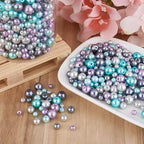 About 1840Pcs 4/6/8mm Glass Pearl Beads Pearlized Beads Multi Colors Round Spacer Beads for DIY Craft Jewelry Making Hole: 1mm, Mixed Purple & Grey & Turquoise