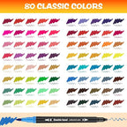 80 Coloring Markers for Adults No Bleeding, Dual Tip Fine & Brush Marker Pens, Art Colored Markers Set for Kids Adults Coloring Books Bullet Journaling Drawing