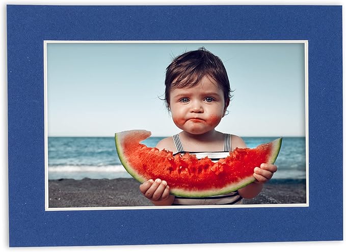 11x14 Mat for 8.5x11 Photo - Precut Bottle Blue Picture Matboard for Frames 11 x 14 Inches - Bevel Cut to Display Art 8.5 x 11 Inches - Acid Free Pack of 10 MATS with Backing Boards & Clear Bags