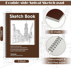 Qilery 24 Pcs 8.5 x 11'' Sketch Book Pads Bulk 30 Sheets Each Spiral Sketchbook 100 GSM Drawing Paper Acid Free Art Sketch Book Pack for Painting Sketching