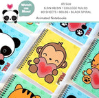 Animation Notebooks | Cute Spiral Notebooks | A5 Size 6.5in x 8.75in | 160 pages | 80 Sheets Smooth, durable, and bleed-resistant 90lb lined inner pages | Interactive cover that brings your imagination to life | Creative Companion for journaling, notes...