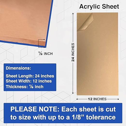 Duco USA-Made Clear Cast Acrylic Sheet 1/8 Inch Thick 12" x 24" - 4 Pack of Transparent Plexiglass Sheet - Lightweight Acrylic Board for Window Replacements, Displays, Signs, and More