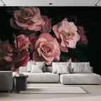 wall26 Wall Sticker/Wall Mural Dark Rose Flower Blossoms Nature Wilderness, Not Peel and Stick, Non-Woven Wallpaper Decorative for Bedroom, Living Room, Office - 132x168 inches