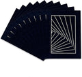 Pack of TEN 8x10 Mats Bevel Cut for 5.5x8.5 Photos - Acid Free Navy Suede Precut Matboards For Pictures, Photos, Framing - 4-ply Thickness