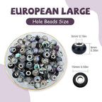 LAIDANLA Black Mix Large Hole Beads, 100pcs 14mm Round Resin, Plastic, Acrylic Loose Beads for Jewelry Making, Crafts & Decoration