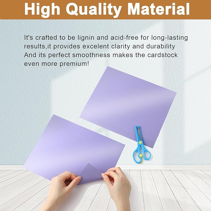 40 Sheets Purple Shimmer Cardstock 8.5 x 11 Crafts Paper, 75lb Premium Card Stock Cutting Paper for DIY Cards Making, Greeting Cards, Invitations, Birthday Decorations, School