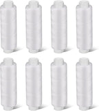 Bupete 8 Rolls White Thread for Sewing, 200 Yards Each Roll Sewing Thread, Polyester Threads for Sewing Machine Embroidery Hand Stitching