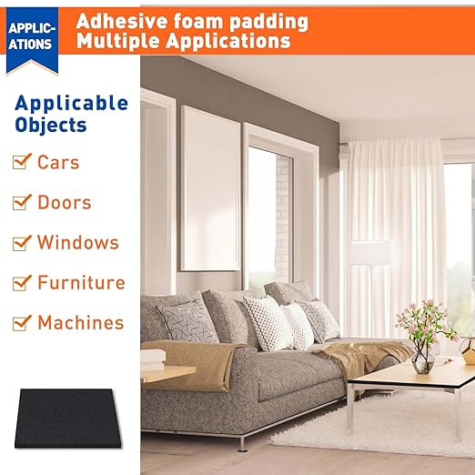 MAGZO 20Pcs Adhesive Foam Padding 1/16 in Thick X 6 in X 6 in,Closed Cell Foam Sheets Neoprene Rubber Self Stick Pads Anti Vibration Pads,Black (6in x 6in x 1/16in, 20Pcs)