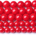 12MM 32 PCS Coral Red Glass Beads Natural Stone Crystal Energy Round Loose Beads for Jewelry Making Bracelet 15"