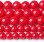 6MM Coral Red Glass Beads Natural Stone Crystal Energy Round Loose Beads for Jewelry Making Bracelet 120pcs 2 Strands 32"