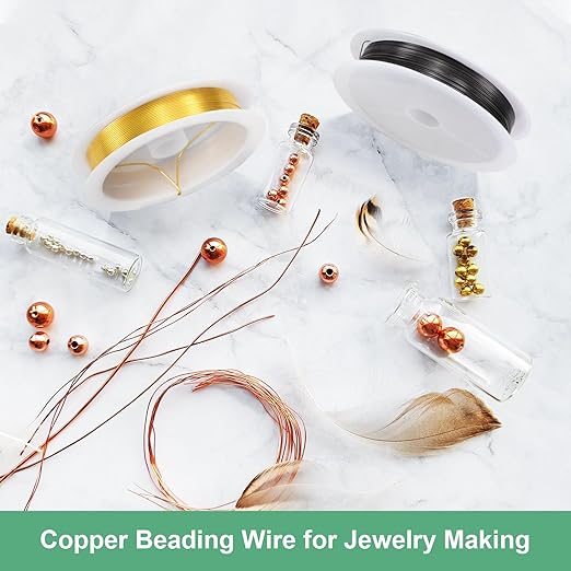 0.8 mm/20 Gauge Copper Wire for Jewelry Making, 7.5FT Copper Beading Craft Wire for Jewelry/Weaving/DIY Crafting/Planting, Color-Retaining [2.3 M, KC-Gold]