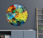 My Photostation.com 27.5''(70cm) Diameter Stained Yellow Round Glass Wall Art Tempered Glass Printing Wall Decor Large Wall Art Wall Hangings