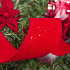 CT CRAFT LLC Red Velvet with Confetti Glitter Wired Ribbon 2.5 Inch x 10 Yards for Christmas Home Decor Tree Topper Bow Gift Wrapping DIY Crafts Wreath Garland
