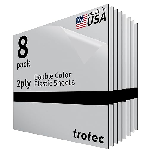 Trotec | Metallic Looking Acrylic Sheet | 12"x12"x1/16, 8 Pcs | Smooth Silver/Black | Metallic Finish - Scratch Resistant for Laser Engraving & Cutting,Printing,Glowforge,Name Plate | USA Made