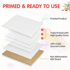 FIXSMITH Canvas Boards for Painting 8x8 Inch, Super Value 24 Pack Paint Canvases, White Blank Canvas Panels, 100% Cotton Primed, Painting Art Supplies