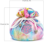 DND Dice Bags Large with Pockets Rainbow Storage Bag with D20 Logo for RPG Game Dices - Capacity 200+ Dice