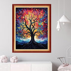 Dooxvey Cross Stitch Kits for Adults Beginners,Full Range of Cross-Stitch Stamped Kits Needlepoint Kits for Beginners Embroidery Kits 11CT Cross Stitch Patterns-Colorful Tree 16x20 inch