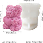 Extra Large Rose Bear Silicone Molds,3D Teddy Bear Candle Making Molds,Epoxy Resin Molds,for DIY Handmade Soaps, Women Gifts,Valentine Gifts, Birthday Gifts,Wedding Gift,Home Decor Crafts