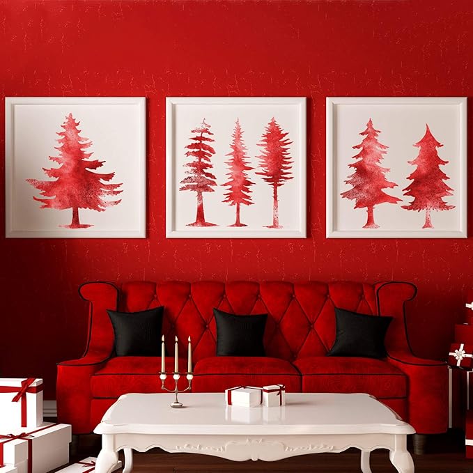 8 Pieces Pine Tree Stencils Art Painting Templates Stencils for Painting on Wood Winter Holiday DIY Wall Floor Decor Supplies (6 x 6 Inch)