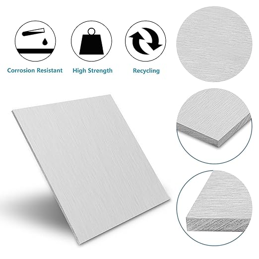 2PCS 6061 Aluminum Sheet Metal, 12" x 16" x 1/8" Thickness Heavy Duty Aluminum Sheets Plates with Protective Film, Rectangle Aluminum Plate Solid Metal Sheet Plate for DIY Projects Base Plate