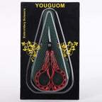 Little Sewing Scissors with Cover Sharp Detail Scissor for Craft Embroidery Needlework Threading Snips, Small Cross Stitch Shears Golden Red