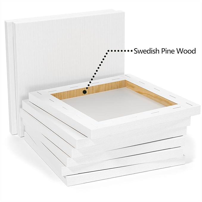 GOTIDEAL Stretched Canvases for Painting, 18x24" Inch Set of 5, Primed White - 100% Cotton Blank Art Canvas Boards for Painting for Acrylic Pouring, Oil Paint Dry & Wet Art Media