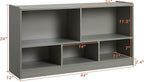 Kids Toy Storage Organizer, 5-Section Storage Cabinet for Organizing Books Toys, Wooden Bookshelf Daycare Furniture for School, Classroom Playroom, Nursery, Kindergarten (Gray)