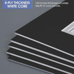 Golden State Art, 11x14 Double Mats for 8x10 - for Photos, Pictures, Frames - Acid-Free, 5 Pack, Black Over Silver
