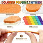 1000PCS Colored Sticks for Craft, 3 Sizes(2.5",4.5",6") Colorful Rainbow Wooden Popsicle Sticks Bulk for Home Decoration Project Kid Classroom Art DIY Craft Supplies School Activities