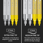 SFAIH Gold & Silver Acrylic Paint Markers - 8 Pack 2-3MM Medium Tip & 0.7MM Extra Fine Paint Pens for Rock Painting, Wood, Metal, Fabric, Plastic, Canvas, Glass, Ceramic, Diy Crafts