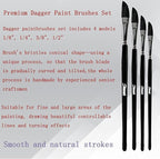 4PCS Dagger Striper Brush Set, Premium Dagger Paint Brushes Set, Professional Dagger Brush for Watercolor Acrylic Oil Gouache, Pinstriping Brush Set ，Dagger Striper Watercolor Paint Brush