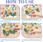 GLOBLELAND 4 Sheets Light Vintage Florals Furniture Transfer 11.8x5.9inch Butterflies Peonies Rub on Transfer Wildflowers UV Self-Adhesive Stickers Wall Art Craft for Bedroom Living Room Desk Table