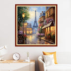 Disxvivy Cross Stitch Stamped Full Embroidery Kits DIY 11CT Cotton Thread Printed DIY Needlepoint Kits Craft Needlework Set Cross-Stitch Stamped Sets-Flower Street Tower 18x18 inch