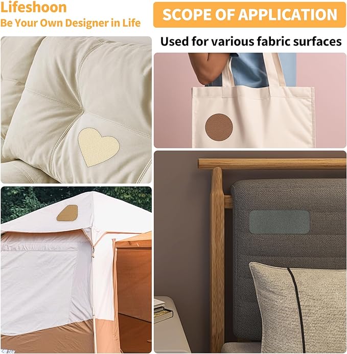 Fabric Repair Patches, Canvas Self-Adhesive Fabric Patches Tape Durable, DIY Large Canvas Repair for Sofa, Couches, Furniture, Chair, Clothing （3.5X79 Inch, Beige）