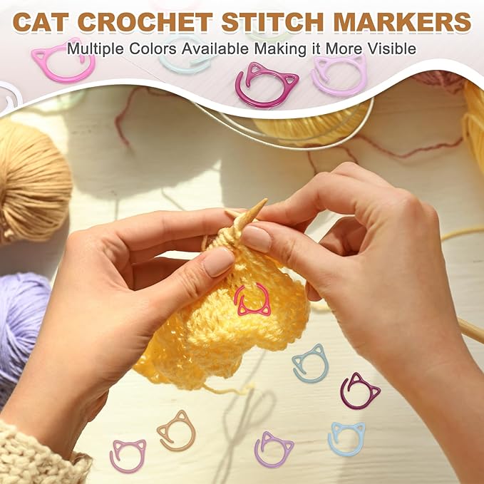 PATIKIL Cat Crochet Stitch Markers, 12 Pack Stitch Marker for Knitting Crocheting Supplies Cute Metal Spiral Knit Clip Ring Counters for Crochet Yarn DIY Crafts, Green