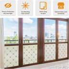DKTIE Geometric Art Stained Glass Window Film Bathroom Window Privacy Film Frosted Glass Static Clings Non Adhesive with Installation Tools, Modern Home Improvement Style (S119, 35.4'' x 118.1'')