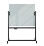 U Brands Magnetic Glass Dry-Erase Board Rolling Easel, 49" X 41" Inches, White Frosted Surface