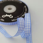 Light Blue Gingham Plaid Checked Ribbon 25 Yard Each Roll 100% Polyester (3/8", Lt.Blue)