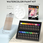 Nicpro 60 PCS Watercolor Paint Set for Adults, Beginner & Artists, 24 Tubes Water Color Paint Kit with 25 Watercolor Paper, 8 Squirrel Paint Brushes, Palettes, Color Wheel, Art Painting Supplies