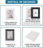 Somime 10 Pack Black Picture Frame 11x14 Mat Board,White Core Bevel Cut Mats 8.5x11, Whole Frame Mat Kit Includes 10 Picture Photo Mattes & 10 Backings & 10 Krystal Sleeve Bags
