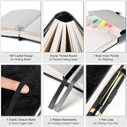 College Ruled Notebook, Large A4 Hardcover Leather Journal, 312 Numbered Pages Writing Journal, 100gsm No Bleed Paper, Lined Journal Notebook for Women Men School Office, 8.5''×11'', Black