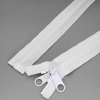 Leekayer 1PCS #10 96 Inch Heavy Duty Zipper for Sewing Separating Large Plastic Zippers White Tape with Double Pull Tab Slider, Sleeping Bag, Boat, Canvas, Cover, Trampoline, Dog Bed,Tent zipper 243cm