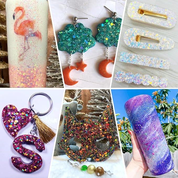 Chunky Glitter, 160G/5.64OZ Craft Glitter for Epoxy Resin, Mixed Fine Glitter & Chunky Glitter, Metallic Chunky Glitter for Hair, Nail Arts, Body, Bulk Glitter for DIY Tumbler Painting (Xmas Green)