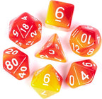 7-Die DND Dice Set Polyhedral Dice Set with a Leather Dice Bag, D&D Dice Set for Dungeons and Dragons, RPG Table Games (T/Red Yellow)