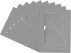 Pack of Ten 8.5x11 Mats Bevel Cut for 7x9 Photos - Acid Free Mid Grey Precut Matboards for Pictures, Photos, Framing - 4-ply Thickness
